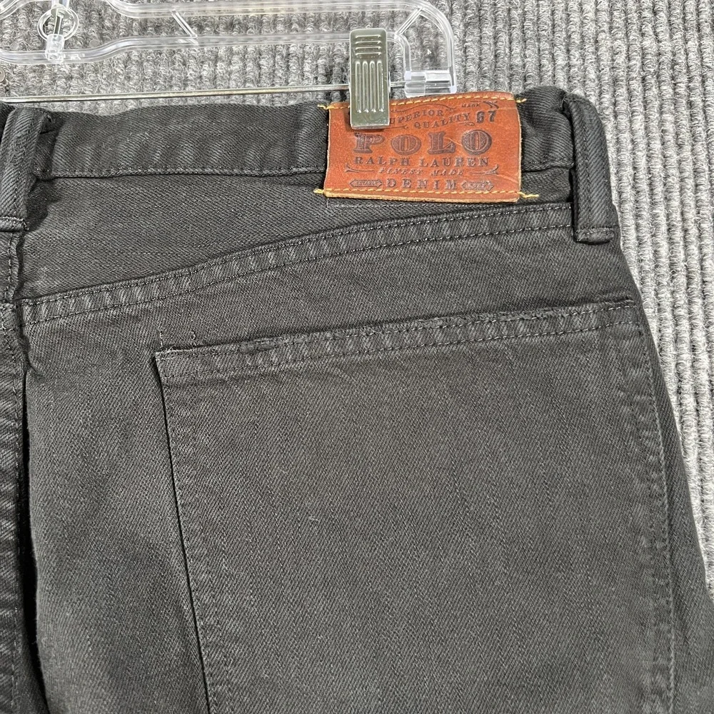 Polo Ralph Lauren Jeans Mens 36x32 Black Hampton Straight Leg Denim Selvedge